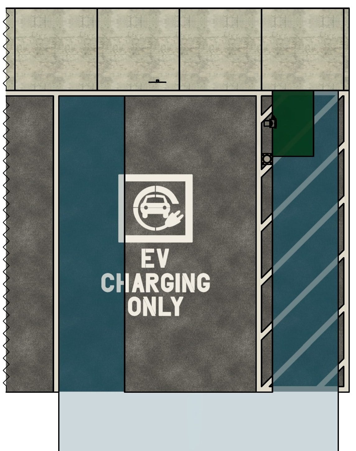 Buzze submittal drawing — EV Charging Only stall striping with accessible route